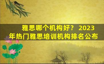 雅思哪个机构好？ 2023年热门雅思培训机构排名公布